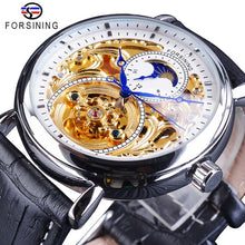 Load image into Gallery viewer, Forsining Luxury White Gold Display Brown Leather