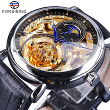 Load image into Gallery viewer, Forsining Luxury White Gold Display Brown Leather
