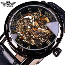 Load image into Gallery viewer, Winner Black Gold Male Clock