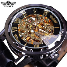 Load image into Gallery viewer, Winner Black Gold Male Clock