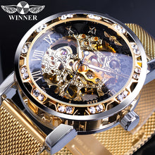 Load image into Gallery viewer, Winner Golden Watches Men Skeleton Mechanical