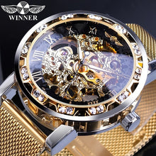 Load image into Gallery viewer, Winner Golden Watches Men Skeleton Mechanical