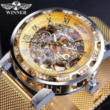 Load image into Gallery viewer, Winner Golden Watches Men Skeleton Mechanical