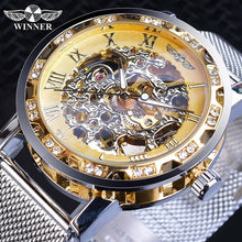 Load image into Gallery viewer, Winner Golden Watches Men Skeleton Mechanical