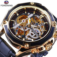 Load image into Gallery viewer, Forsining Transparent Case Gear Movement Steampunk